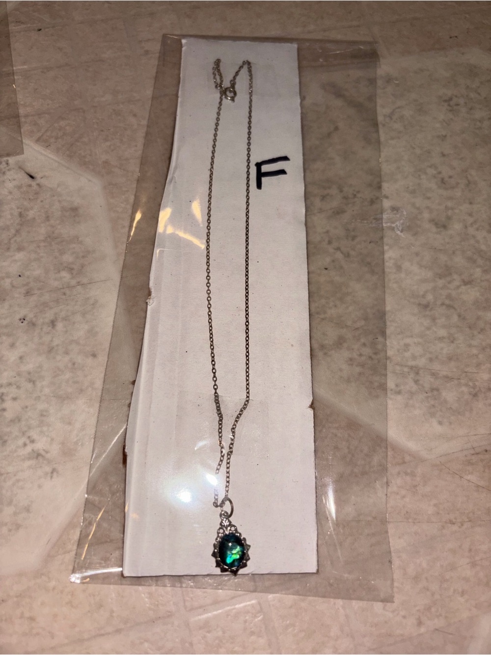 Delicate Silver Necklace with Green Teardrop Pendant